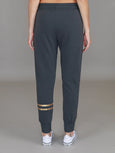 Charlise Gold Side Stripe Sweatpants- Charcoal