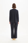 Stripe Sleeve Sweat- Navy/Cream Stripe
