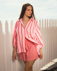 Lilly Pin Stripe Shirt- Pink/Red