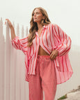 Lilly Pin Stripe Shirt- Pink/Red