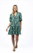 Fleur Smock Dress- Mint/Navy