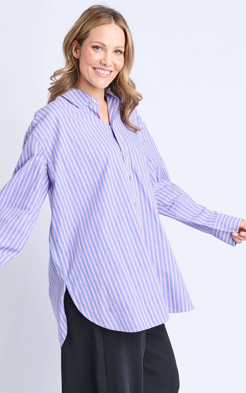 Frankie Stripe Shirt- Cornflower Stripe