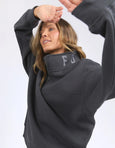 College Zip Crew-Charcoal