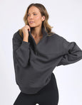College Zip Crew-Charcoal