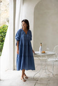 Louisa Tier Dress- Paris Blue