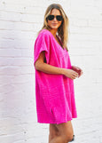 Salt and Sunshine Towelling Cover-Up- Hot Pink