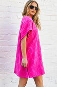 Salt and Sunshine Towelling Cover-Up- Hot Pink