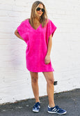 Salt and Sunshine Towelling Cover-Up- Hot Pink