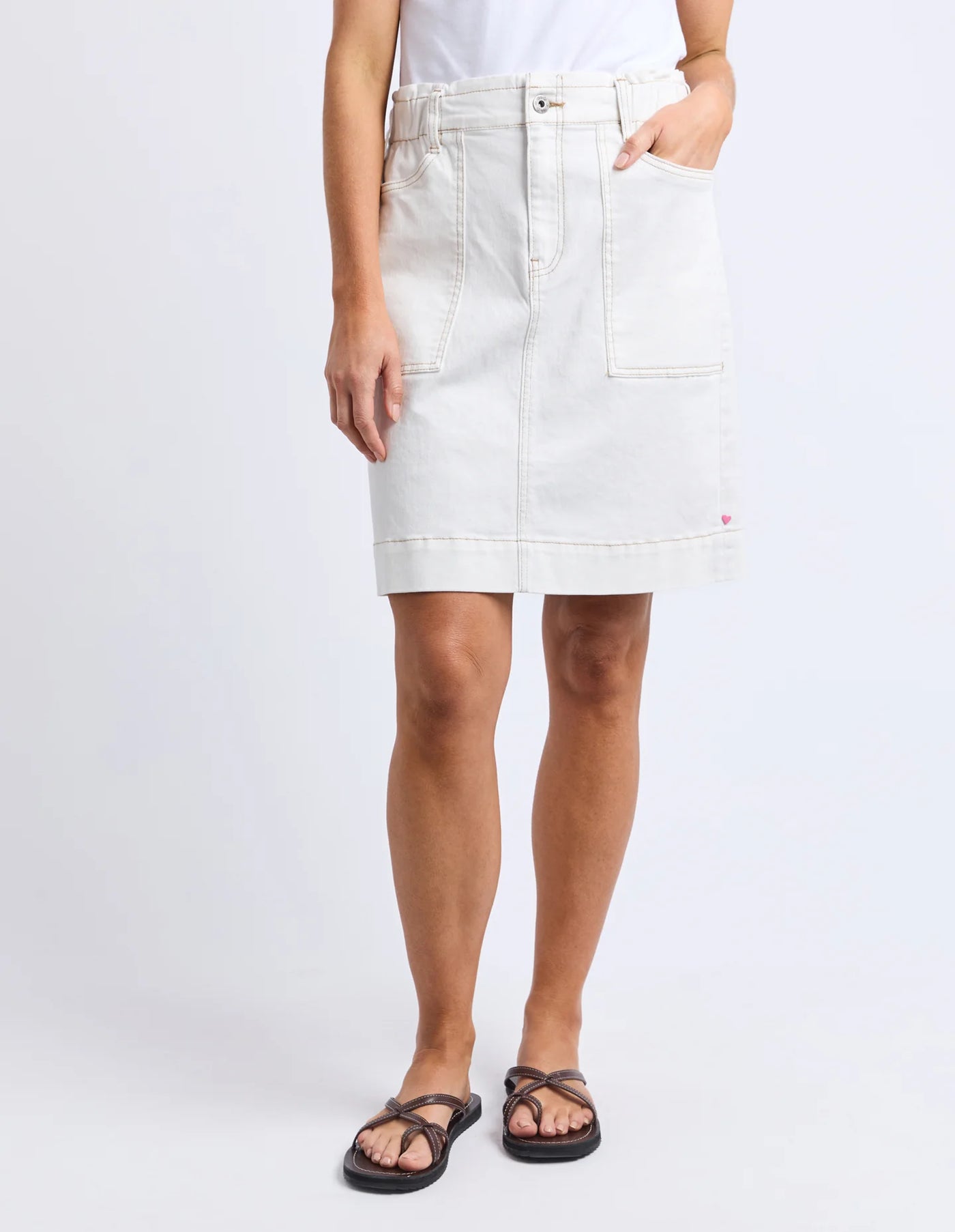Atlas Denim Skirt- Vintage White