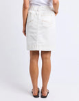 Atlas Denim Skirt- Vintage White
