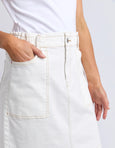 Atlas Denim Skirt- Vintage White