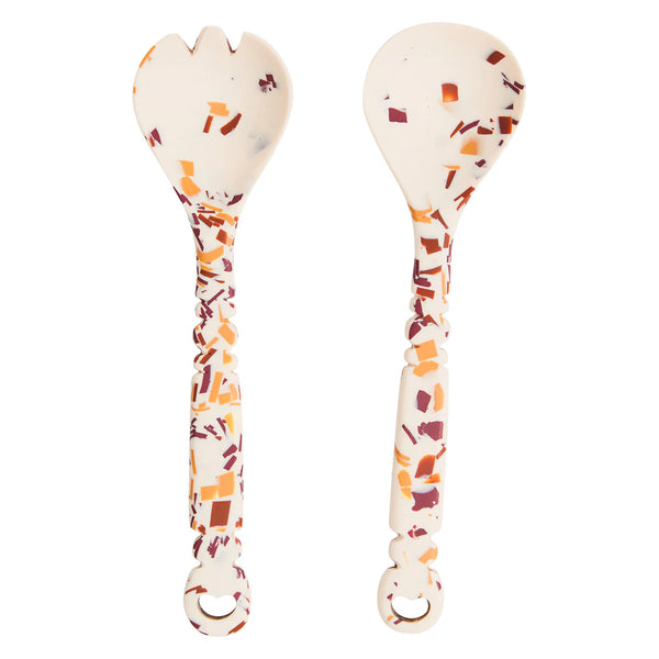 Wilkie Salad Servers- Nougat Terrazzo