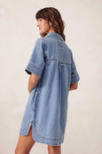 Sammy Relaxed Shirt Dress- Mid Vintage Blue