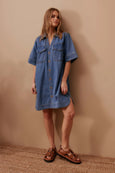 Sammy Relaxed Shirt Dress- Fresh Indigo