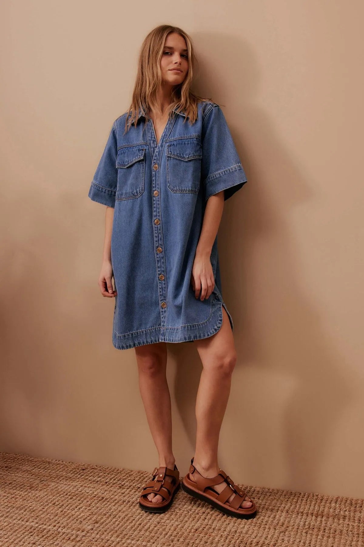 Sammy Relaxed Shirt Dress- Fresh Indigo