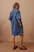 Sammy Relaxed Shirt Dress- Fresh Indigo