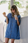 Sammy Relaxed Shirt Dress- Fresh Indigo