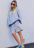 Santa Monica 1/2 Zip- Blue/White Stripe