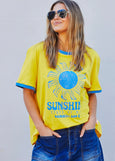 Sunshine State of Mind Ringer Tee- Yellow