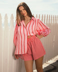 Lilly Pin Stripe Shorts- Pink/Red