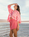 Lilly Pin Stripe Shorts- Pink/Red