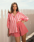 Lilly Pin Stripe Shorts- Pink/Red
