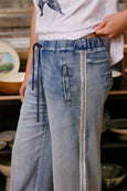 Glam Track Denim- Silver Stripe