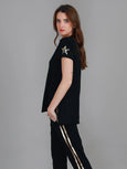 Twin Star Leopard Tee-Black