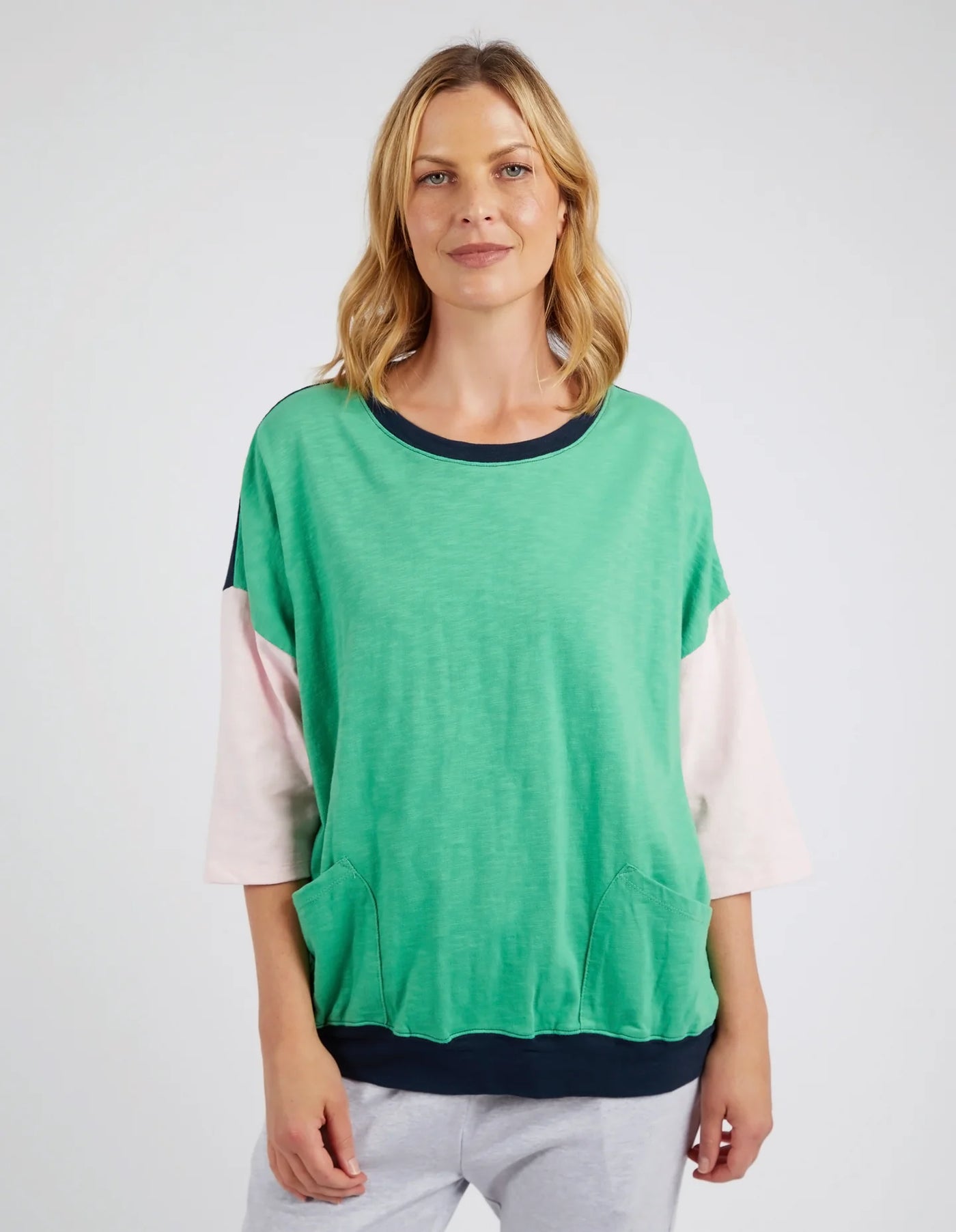 Mazie Block Sweat- Greenbriar