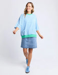 Mazie Stripe Ringer Sweat Azure/White Stripe