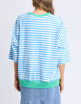 Mazie Stripe Ringer Sweat Azure/White Stripe
