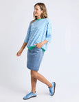 Mazie Stripe Ringer Sweat Azure/White Stripe