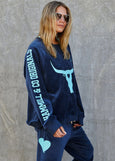 Velour Sweat- Navy