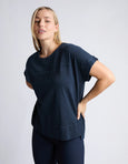 Throw On Short Sleeve Tee- Navy