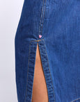 Clover Midi Denim Skirt- Mid Blue