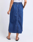 Clover Midi Denim Skirt- Mid Blue