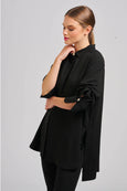 The Marnie Oversized Popover Shirt- Black