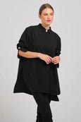 The Marnie Oversized Popover Shirt- Black