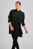 The Marnie Oversized Popover Shirt- Black