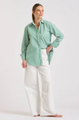 The Elodie Girlfriend Shirt- Green Stripe