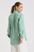 The Elodie Girlfriend Shirt- Green Stripe