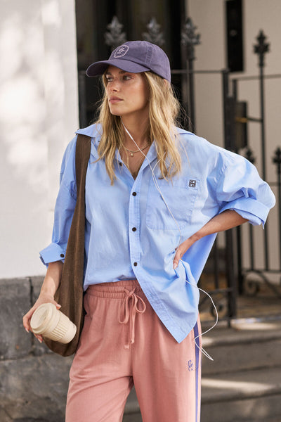 Peta Oversized Shirt- Sky Blue