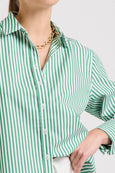 The Elodie Girlfriend Shirt- Green Stripe