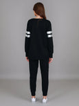 Theresa Two-Stripe Graphic Sweatshirt- Black/Silver