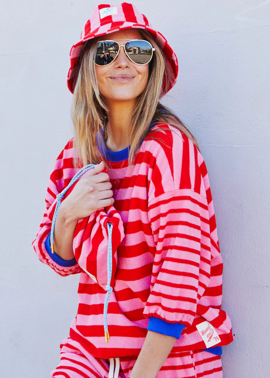 Summer Carnival 3/4 Sleeve Sweat- Pink/Red