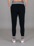 Fia Black/White Stripe Rib Jogger Pants- Black
