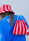 Stripe Drawcord Bag- Pink/Red