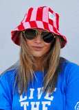 Stripe Bucket Hat- Pink/Red