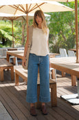 Jude Wide Leg Crop Jean- Mid Indigo