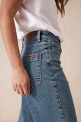 Jude Wide Leg Crop Jean- Mid Indigo